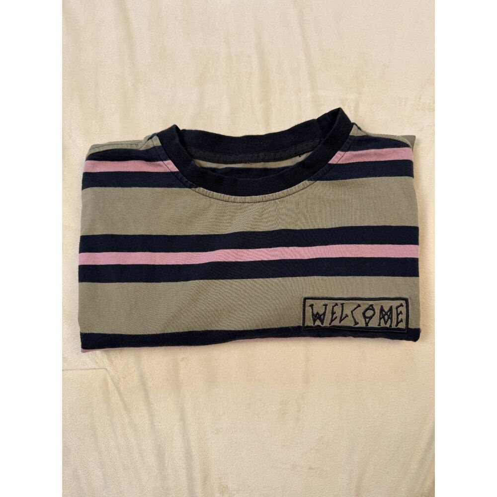 Welcome Skateboards Striped Long Sleeve Shirt Men’s Small 100% Cotton